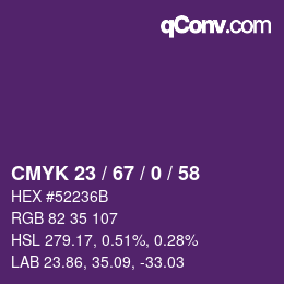 颜色代码: CMYK 23 / 67 / 0 / 58 | qconv.com