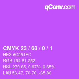 颜色代码: CMYK 23 / 68 / 0 / 1 | qconv.com