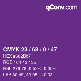 Color code: CMYK 23 / 68 / 0 / 47 | qconv.com