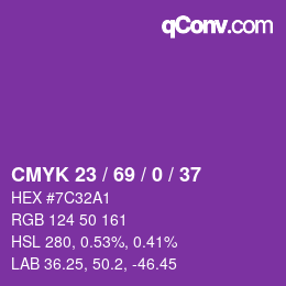 颜色代码: CMYK 23 / 69 / 0 / 37 | qconv.com