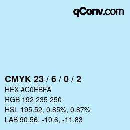 颜色代码: CMYK 23 / 6 / 0 / 2 | qconv.com