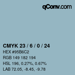 カラーコード: CMYK 23 / 6 / 0 / 24 | qconv.com