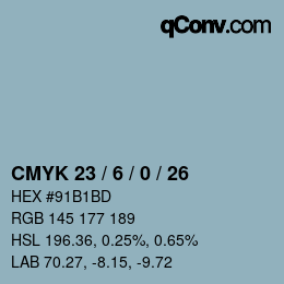 Farbcode: CMYK 23 / 6 / 0 / 26 | qconv.com