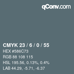 Color code: CMYK 23 / 6 / 0 / 55 | qconv.com