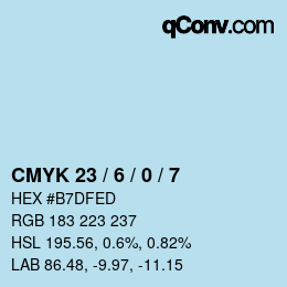 カラーコード: CMYK 23 / 6 / 0 / 7 | qconv.com