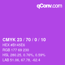 カラーコード: CMYK 23 / 70 / 0 / 10 | qconv.com