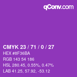 Color code: CMYK 23 / 71 / 0 / 27 | qconv.com