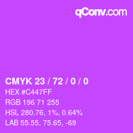 Color code: CMYK 23 / 72 / 0 / 0 | qconv.com