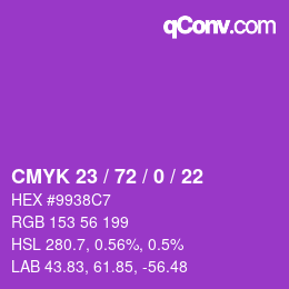 Color code: CMYK 23 / 72 / 0 / 22 | qconv.com