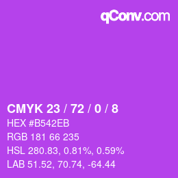 カラーコード: CMYK 23 / 72 / 0 / 8 | qconv.com