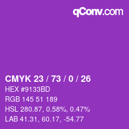 Color code: CMYK 23 / 73 / 0 / 26 | qconv.com