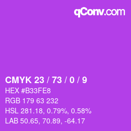 Color code: CMYK 23 / 73 / 0 / 9 | qconv.com
