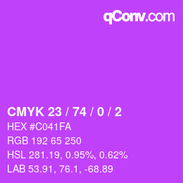 カラーコード: CMYK 23 / 74 / 0 / 2 | qconv.com