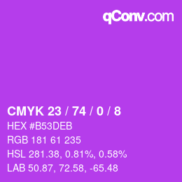 Color code: CMYK 23 / 74 / 0 / 8 | qconv.com