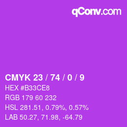 カラーコード: CMYK 23 / 74 / 0 / 9 | qconv.com