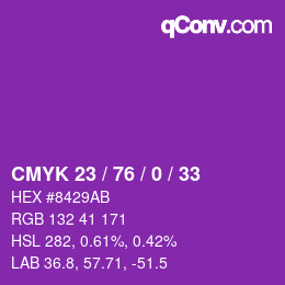 颜色代码: CMYK 23 / 76 / 0 / 33 | qconv.com
