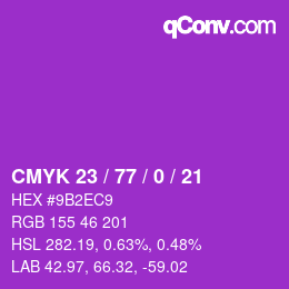 Color code: CMYK 23 / 77 / 0 / 21 | qconv.com