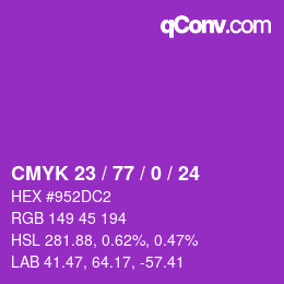 Color code: CMYK 23 / 77 / 0 / 24 | qconv.com