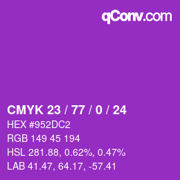 カラーコード: CMYK 23 / 77 / 0 / 24 | qconv.com