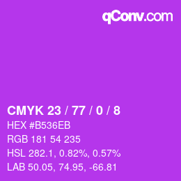 Color code: CMYK 23 / 77 / 0 / 8 | qconv.com