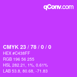 カラーコード: CMYK 23 / 78 / 0 / 0 | qconv.com