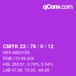 Color code: CMYK 23 / 78 / 0 / 12 | qconv.com