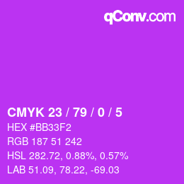 颜色代码: CMYK 23 / 79 / 0 / 5 | qconv.com