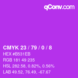 カラーコード: CMYK 23 / 79 / 0 / 8 | qconv.com