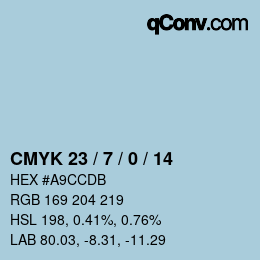 カラーコード: CMYK 23 / 7 / 0 / 14 | qconv.com