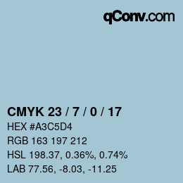 Color code: CMYK 23 / 7 / 0 / 17 | qconv.com
