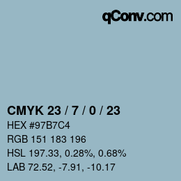 Color code: CMYK 23 / 7 / 0 / 23 | qconv.com