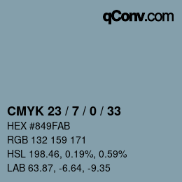 カラーコード: CMYK 23 / 7 / 0 / 33 | qconv.com