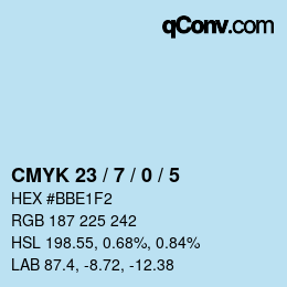カラーコード: CMYK 23 / 7 / 0 / 5 | qconv.com