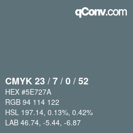 カラーコード: CMYK 23 / 7 / 0 / 52 | qconv.com