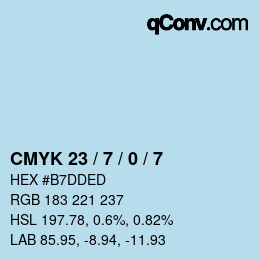 カラーコード: CMYK 23 / 7 / 0 / 7 | qconv.com