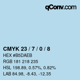 カラーコード: CMYK 23 / 7 / 0 / 8 | qconv.com