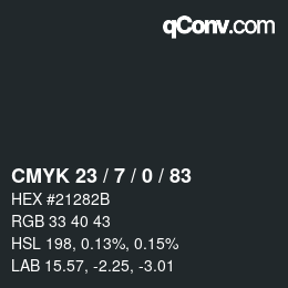 カラーコード: CMYK 23 / 7 / 0 / 83 | qconv.com