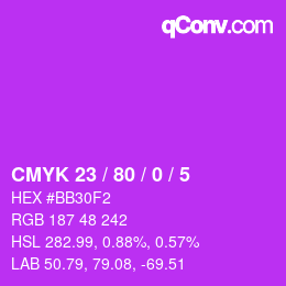 Color code: CMYK 23 / 80 / 0 / 5 | qconv.com