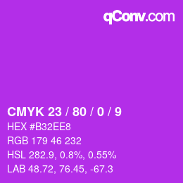 Color code: CMYK 23 / 80 / 0 / 9 | qconv.com