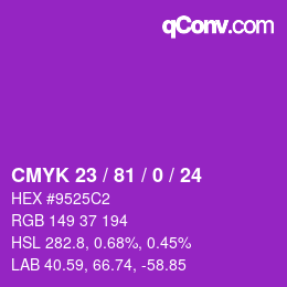 Color code: CMYK 23 / 81 / 0 / 24 | qconv.com