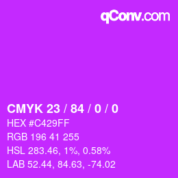 カラーコード: CMYK 23 / 84 / 0 / 0 | qconv.com