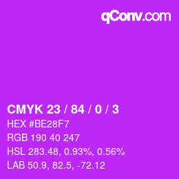 カラーコード: CMYK 23 / 84 / 0 / 3 | qconv.com