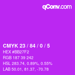 カラーコード: CMYK 23 / 84 / 0 / 5 | qconv.com