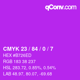 Color code: CMYK 23 / 84 / 0 / 7 | qconv.com