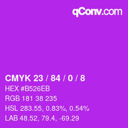 Color code: CMYK 23 / 84 / 0 / 8 | qconv.com