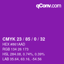 颜色代码: CMYK 23 / 85 / 0 / 32 | qconv.com