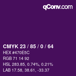 Color code: CMYK 23 / 85 / 0 / 64 | qconv.com