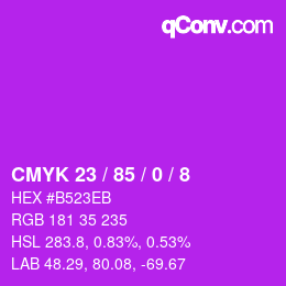 カラーコード: CMYK 23 / 85 / 0 / 8 | qconv.com