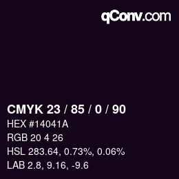 Farbcode: CMYK 23 / 85 / 0 / 90 | qconv.com