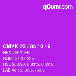 Color code: CMYK 23 / 86 / 0 / 8 | qconv.com